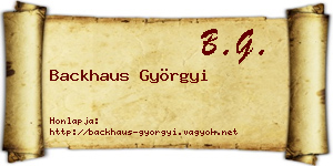 Backhaus Györgyi névjegykártya